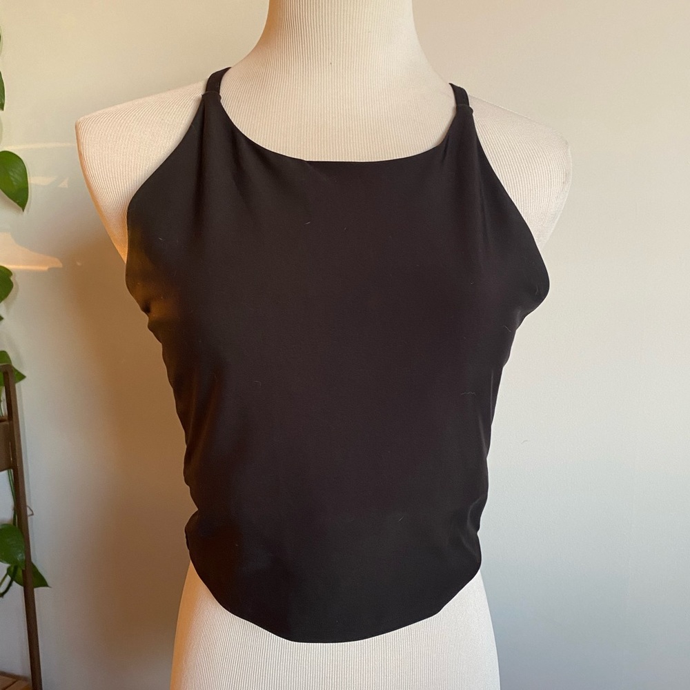 Black Racerback Crop Top - Picture 3 of 4